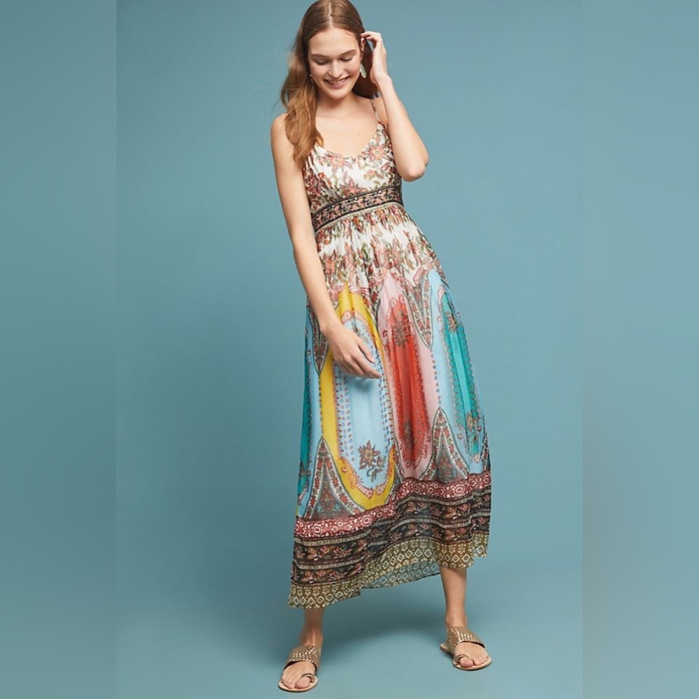 Anthropologie Virginia Chiffon Maxi Dress 12